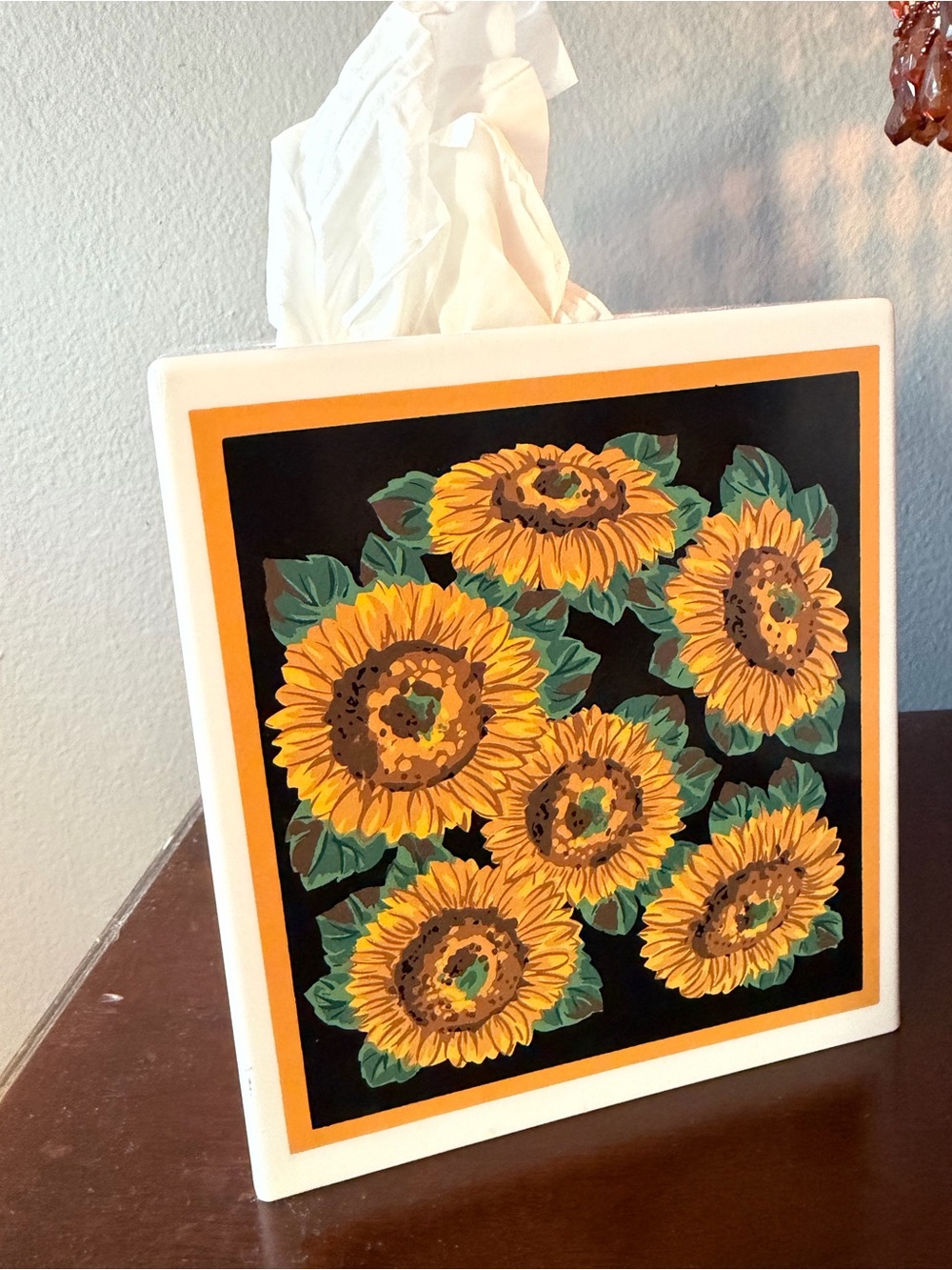 Vintage Yellow Sunflower Tissue Box Cover